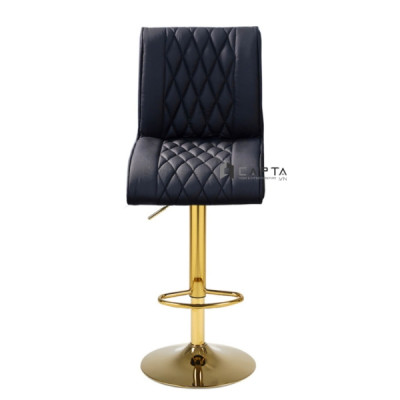 Ghế bar chân thép mạ màu vàng bóng CB2302B-P Nội thất Capta Ghế bar lưng tựa cao nệm PVC cao cấp màu đen chân thép mạ màu vàng nhập khẩu bar chair