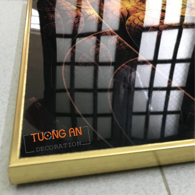 Tranh treo tường Đồng Quê tráng gương pha lê cao cấp trang trí nội thất TA11