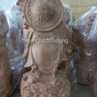 Tượng phật di lặc gánh cành đào bằng gỗ ngọc am thơm nức kt cao 40×19×12cm 