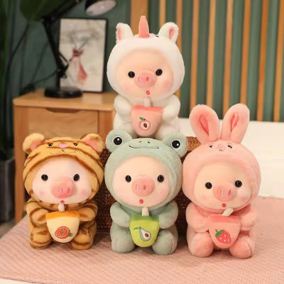 Gấu bông heo cosplay cao cấp, heo ôm bình quà tặng thú nhồi bông