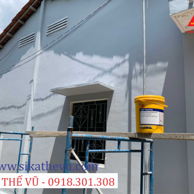 Sơn chống thấm vách tường ngoài trời, chống thấm máng xối lộ thiên-Sika RainTite Grey (thùng 4kg)