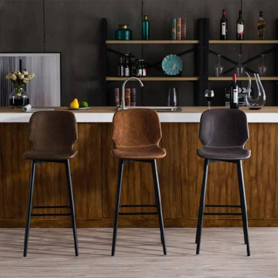 Ghế Bar Decos Xoay 360 Độ Chân Thép Sơn Nhiệt Giả Gỗ IBIE