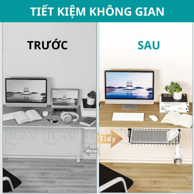 Khay lưới khung sắt để đồ Dán/ Vít dưới bàn làm việc bàn học làm việc ngăn bàn, hộc bàn văn phòng phẩm Legaxi