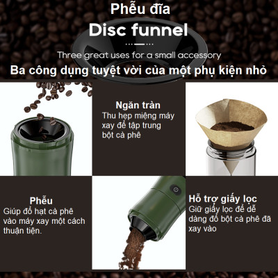 Máy xay hạt cà phê, sinh tố và đá viên dùng pin cầm tay 3 trong 1 đa năng. Thương hiệu Mỹ cao cấp HiBREW - G2. Hàng chính hãng