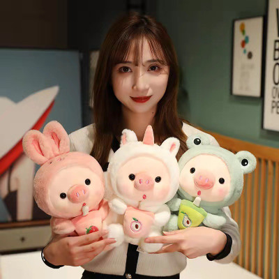 Gấu bông heo cosplay cao cấp, heo ôm bình quà tặng thú nhồi bông