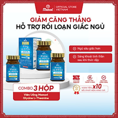 Combo 3 Hộp Viên uống MAMORI Glycine L-Theanine giúp giảm căng thẳng - stress, Hỗ trợ ngủ ngon, ngủ sâu giấc (60 Viên)