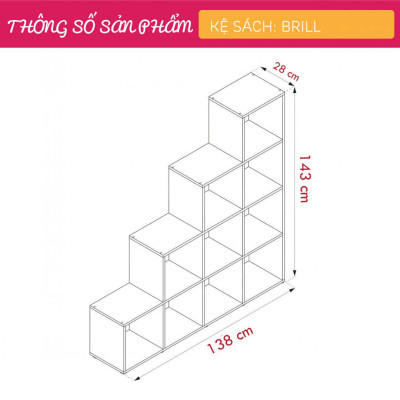 Tủ để sách gỗ công nghiệp nhỏ gọn SMLIFE Brill