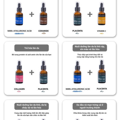 Bộ quà tặng MSE100 tinh chất tái tạo đàn hồi da Collagen 30ml + MSE100 tinh chất nhau thai tái sinh Placenta 30ml - Mōly Beauty
