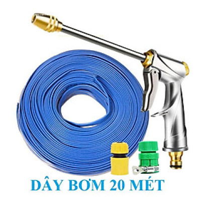 Vòi Xịt Rửa Xe️ Bộ dây vòi xịt nước rửa xe, tưới cây , tăng áp 3 lần, loại 20m 206701-2 đầu đồng, cút, nối