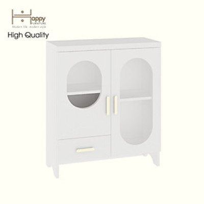 HAPPY FURNITURE , Tủ lưu trữ 2 cửa kính 1 ngăn kéo - CHEVY, TLT_046 , 70cm x 30cm x 82cm DxRxC