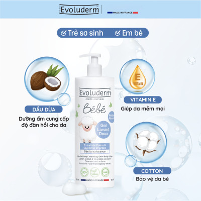 Sữa tắm gội cho bé Evoluderm 500ml