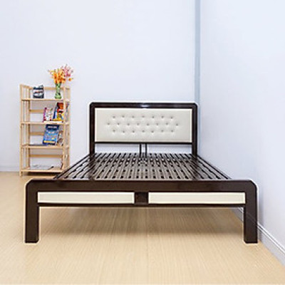 Giường sắt kiểu gỗ cao cấp mẫu mới màu trắng đen nhiều kích thước từ 1m đến 1m8 x 2m