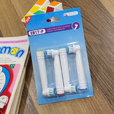 Cho máy Oral B Braun, bộ 4 Đầu Bàn Chải đánh răng điện thay thế MIHOCO EB17-P 