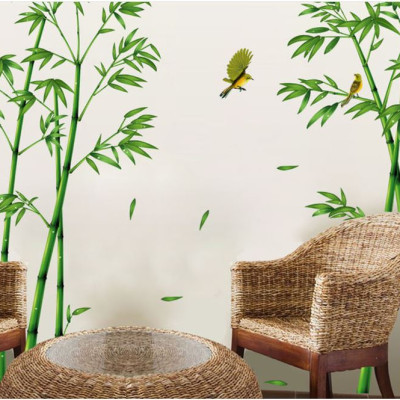 [ Size Lớn ] Decal dán tường kết hợp Bụi Tre - Cửa Sổ - Chân Tường Hoa AM9104-AY701-AY823