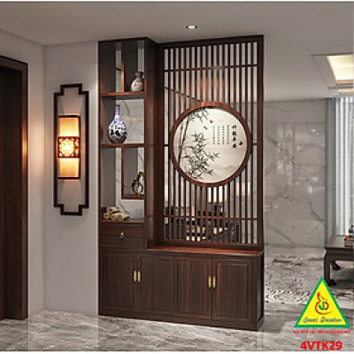 Vách ngăn phòng khách, vách ngăn tủ kệ bằng gỗm bình phong tranh 4VTK29 - NỘI THẤT LẮP RÁP VIENDONGADV