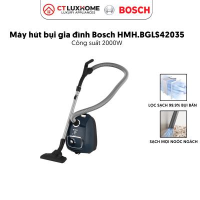 Máy Hút Bụi Có Dây Bosch BGLS42035, 2000W, 10A, 10m, túi chứa bụi 4 lít [Hàng chính hãng]
