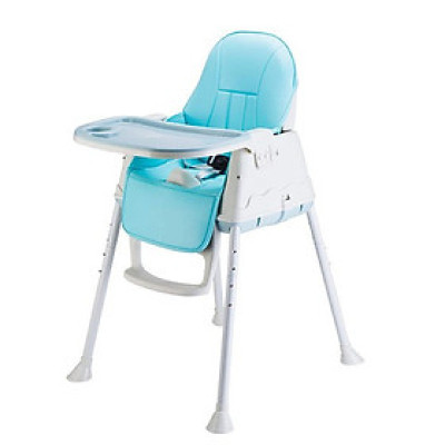 Ghế ăn cho Bé trai từ 06 tháng- 5 tuổi, Màu xanh dương, có Bánh xe di chuyển đi chơi, có Đệm ngồi êm, và chỉnh được độ cao (tặng 1 tranh ghép hình bằng gỗ và 1 thìa ăn dặm báo nóng)