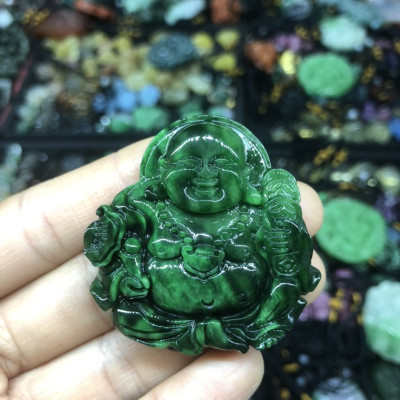 Mặt dây chuyền phật Di Lặc phong thủy đá ngọc