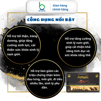 Viên Uống AmaK , Thực phẩm chức năng, Tăng Cường Sinh Lý Nam Giới, Hiệu Quả Vượt Trội - 30 viên