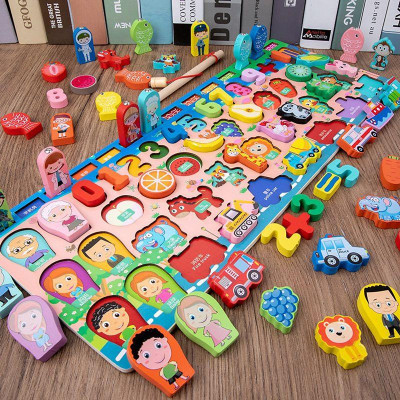 Bộ Bảng Gỗ Câu Cá Nam châm Và Ghép Hình Học, Chữ Số, Chữ Cái, Nhiều Chi Tiết Giúp Bé Phát Triển Trí Tuệ Montessori Hàng nhập khẩu Toy kid