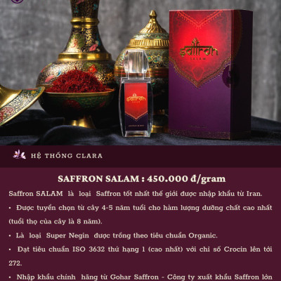 Nhụy Hoa Nghệ Tây Saffron Salam 1Gram Tặng kèm Trà Saffron Tea 7 Ngày Saffron Việt Nam