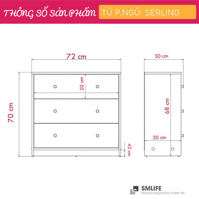 Tủ đựng quần áo phòng ngủ SMLIFE Serling