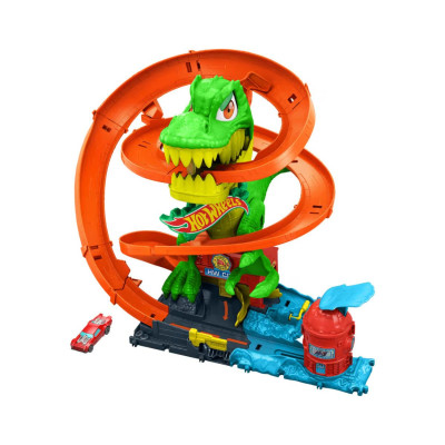 Đồ Chơi Trạm Cứu Hỏa Khủng Long T-rex Hủy Diệt HOT WHEELS JBM73