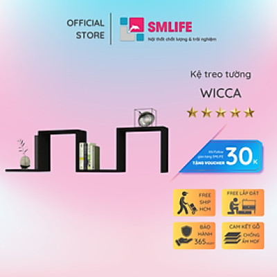 Kệ gỗ trang trí phòng khách gia đình SMLIFE Wicca