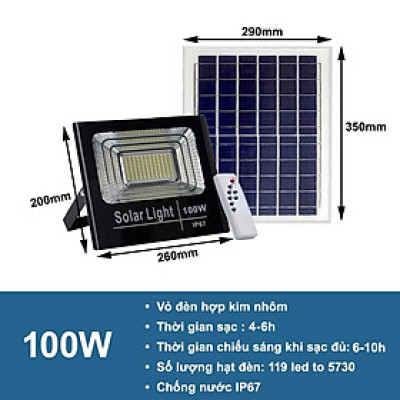 Đèn pha năng lượng mặt trời 100W ( loại 2 )