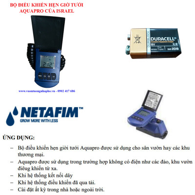 Bộ Hẹn Giờ Tưới Cây Tự Động nhập khẩu Israel dùng pin Hiệu Aquapro nhỏ gọn và tiết kiệm thời gian tưới hàng ngày (Van điều khiển tưới cây tự động)