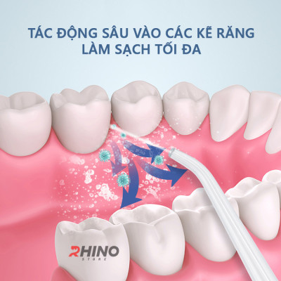 Máy tăm nước rửa răng thông minh Rhino WT101 220ml xịt nước chăm sóc răng miệng cầm tay, 3 chế độ có thể sạc - Hàng chính hãng