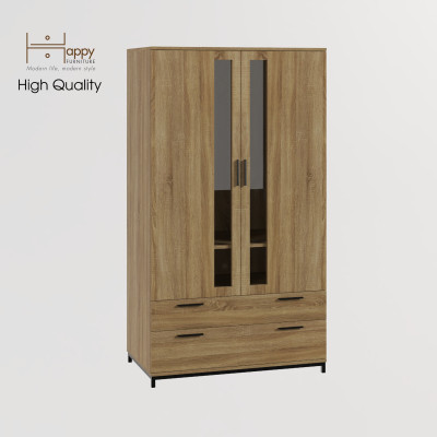 [Happy Home Furniture] LOUIS , Tủ quần áo 2 ngăn kéo 2 cửa mở - chân sắt , 100cm x 58cm x 180cm ( DxRxC), TCM_033