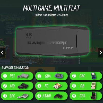Bộ Máy Retro Gamestick M8 64G 2 tay cầm kết nối HDMI cho màn hình Tivi máy tính máy chiếu hàng nhập khẩu
