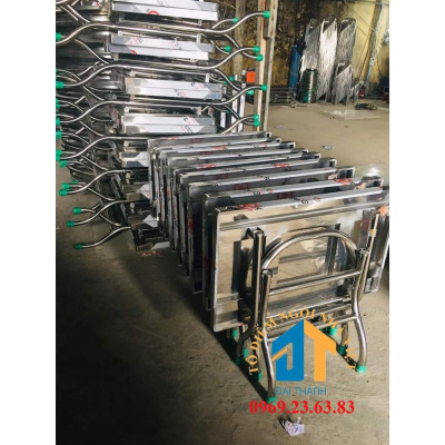 Bàn chữ nhật inox 304 ngang 0,7m dài 1m2 chân cao Bảo An