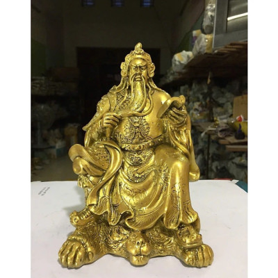 Tượng Quan công cầm sách size nhỏ CTQ1 13.5 x 12.4 x 18cm Tundo mạ vàng hoặc màu xanh lựa chọn