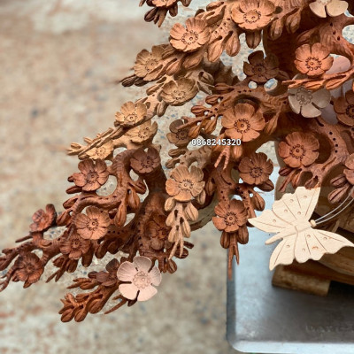 1 bình hoa mai phú quý dáng huyền phong thủy cầu tài lộc bằng gỗ hương ta đẹp long lanh 