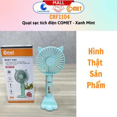 Quạt Sạc Tích Điện Cầm Tay Comet CRF1104 - Công Suất	4W - Dùng Liên Tục 4H - Hàng Chính Hãng - Bảo Hành 12 Tháng