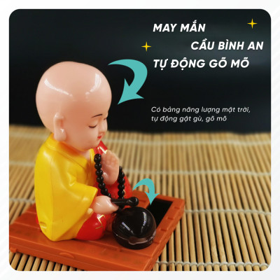 Tượng Sư Thầy Gõ Mõ Gật Đầu Trang Trí Phong Thủy | Tượng Trang Trí Nhà Cửa, Bàn Làm Việc, Taplo Xe Ô Tô Cầu Bình An, Hạnh Phúc, Mọi Điều May Mắn