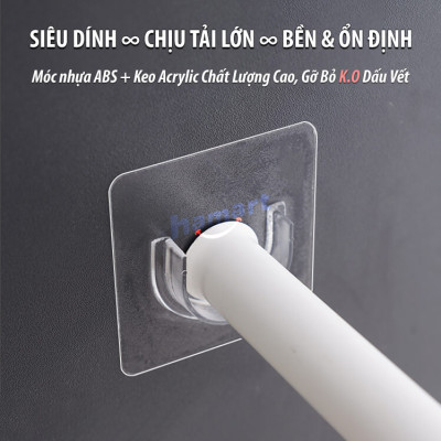 Móc Nửa Tròn Dán Tường Đỡ Thanh Ngang Treo Rèm Phòng Tắm Tủ Quần Áo Cố Định Giá Treo Đồ Đa Năng