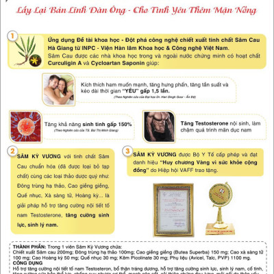 Viên Uống Hỗ Trợ Yếu Sinh Lý Nam Sâm Kỳ Vương - 4 Viên