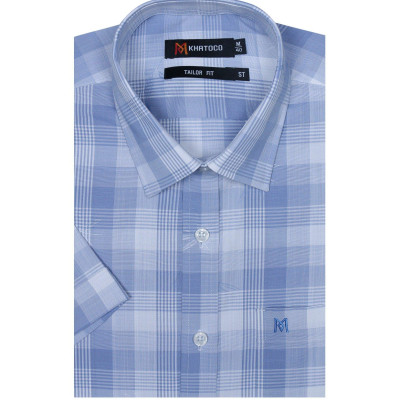 Áo sơ mi nam KHATOCO ngắn tay caro A1MN468T2-CNCR083-2409-N