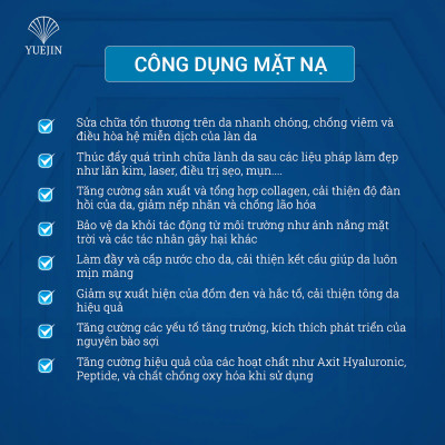 Mặt nạ tế bào gốc Exosome Mask hộp 10 miếng - Yuejin, giúp phục hồi da, chống lão hóa, da sáng mịn
