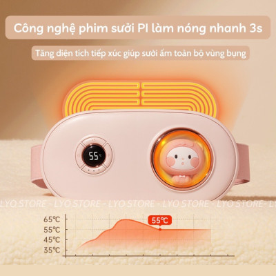￼Đai Chườm Nóng Massage Bụng KAW 6 Chế Độ Màn LED Thông Minh, Giảm Đau Bụng Kinh Nhanh Chóng, Làm Ấm Vùng Bụng Vùng Lưng