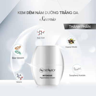 Kem dưỡng ẩm Sennio Intensive Pigmentation Cream dưỡng trắng da xoá mờ sạm nám chống lão hoá ban đêm 30ml SNO 810