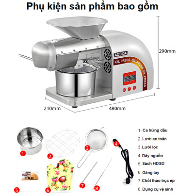 Máy ép dầu thực vật dùng cho gia đình, quán ăn. Thương hiệu Anh Quốc cao cấp Aosida - 888. Hàng chính hãng