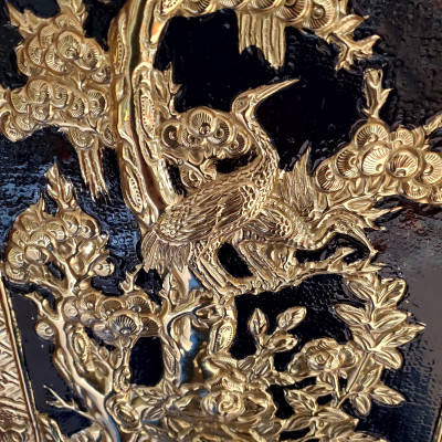 BỘ TỨ QUÝ ĐỒNG VÀNG LIỀN TẤM THÚC GÒ THỦ CÔNG ( TÙNG CÚC TRÚC MAI) KHỔ 40cm*120cm