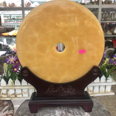 Đồng điếu ( Đồng tiền ) phong thủy đá ngọc hoàng long - Đường kính 30 cm