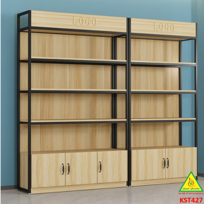 Kệ trưng bày sản phẩm, hàng hóa , kệ trang trí khung sắt mặt gỗ KST427- NỘI THẤT LẮP RÁP VIENDONGADV