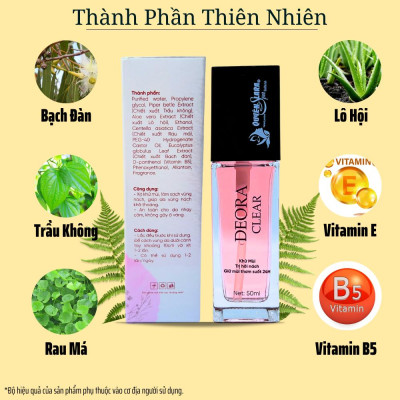 COMBO 3 Lọ Xịt Khử Mùi DEORA CLEAR Quyên Lara 50ml, Khử Mùi Hôi Nách, Ngăn Tiết Mồ Hôi