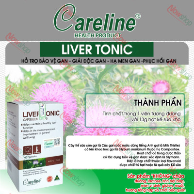 Liver Tonic 13000mg Careline hộp 60 viên cải thiện chức năng gan giúp giải độc mát gan hạ men gan